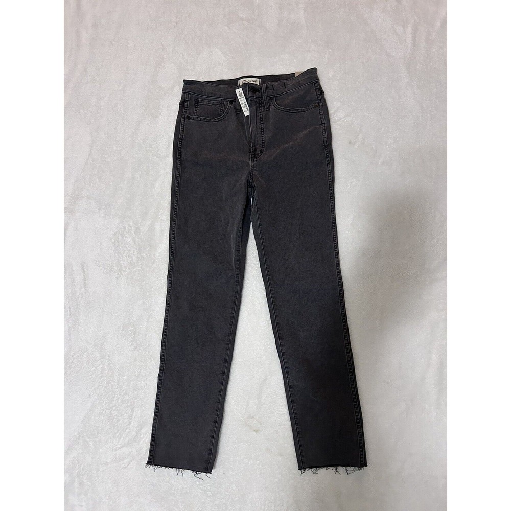 Madewell Stovepipe Straight Jeans Women's 27 Black Frayed Hem Banberry New NWT